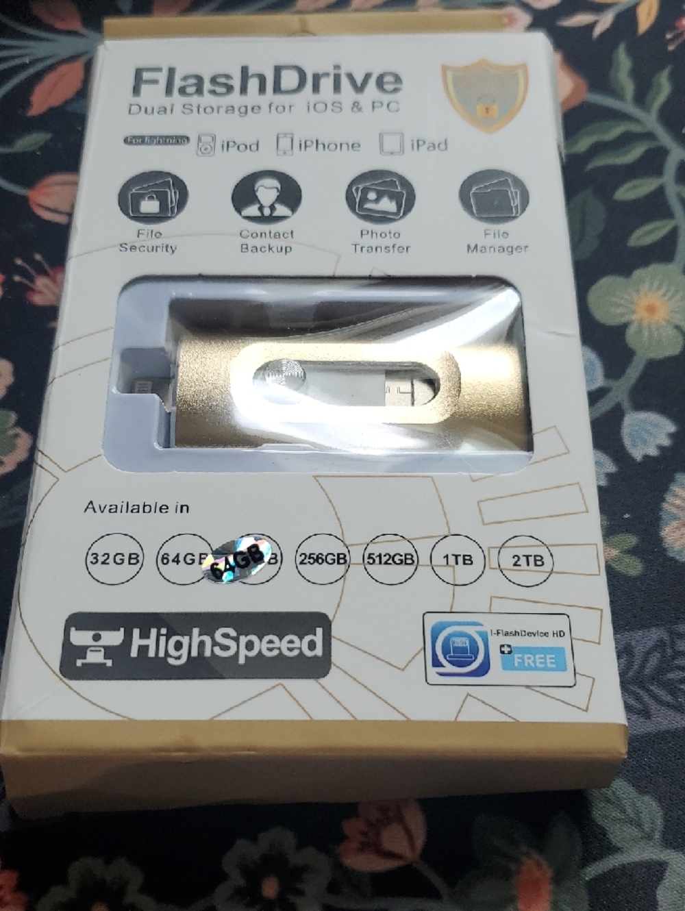 Gold FlashDrive Dual Storage for iOS & PC - HighSpeed 64 - Picture 5 of 5